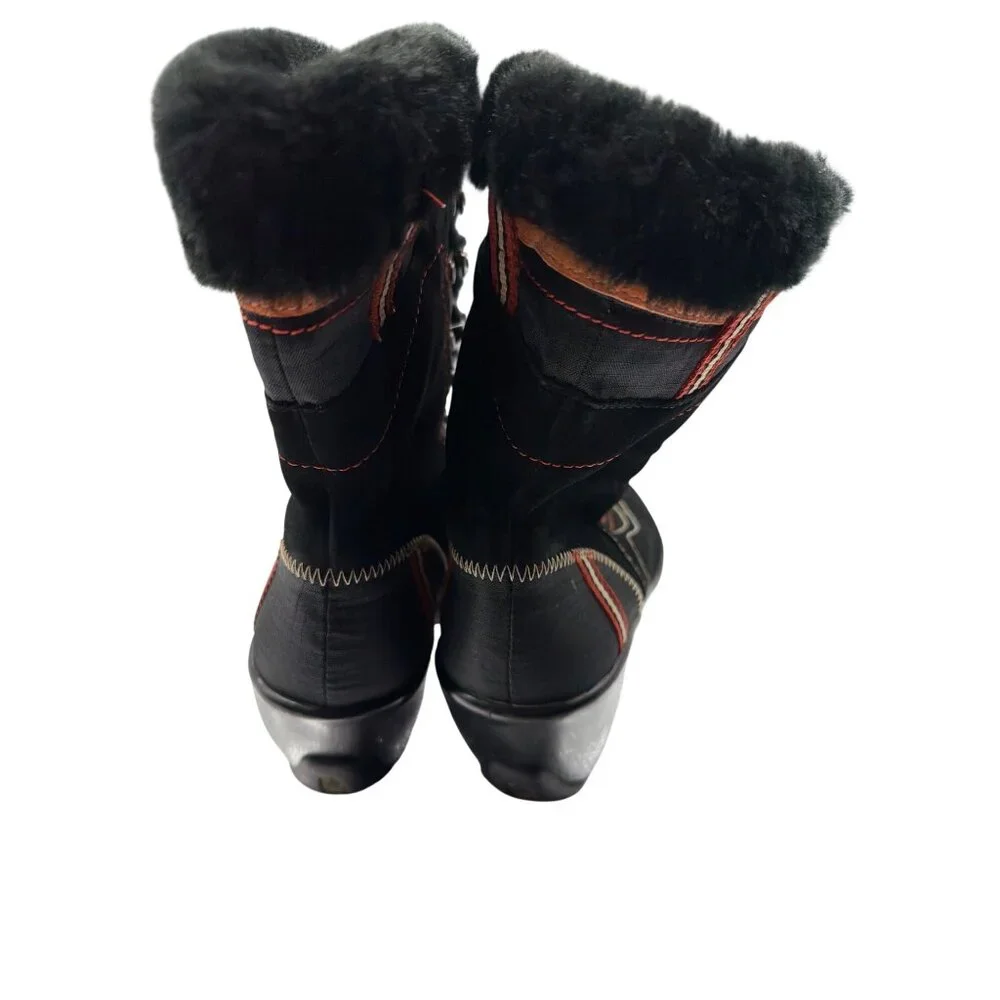 J-41 Pacific Black Fur-Lined Lace-Up Mid-Calf Winter Boots Women's size 6